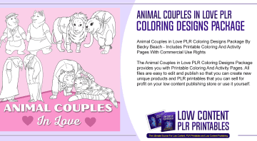 Animal Couples in Love PLR Coloring Designs Package