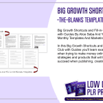 Big Growth Shortcuts and Fill in the Blanks Templates Club with Guides