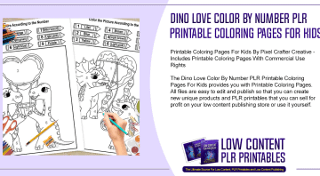 Dino Love Color By Number PLR Printable Coloring Pages For Kids