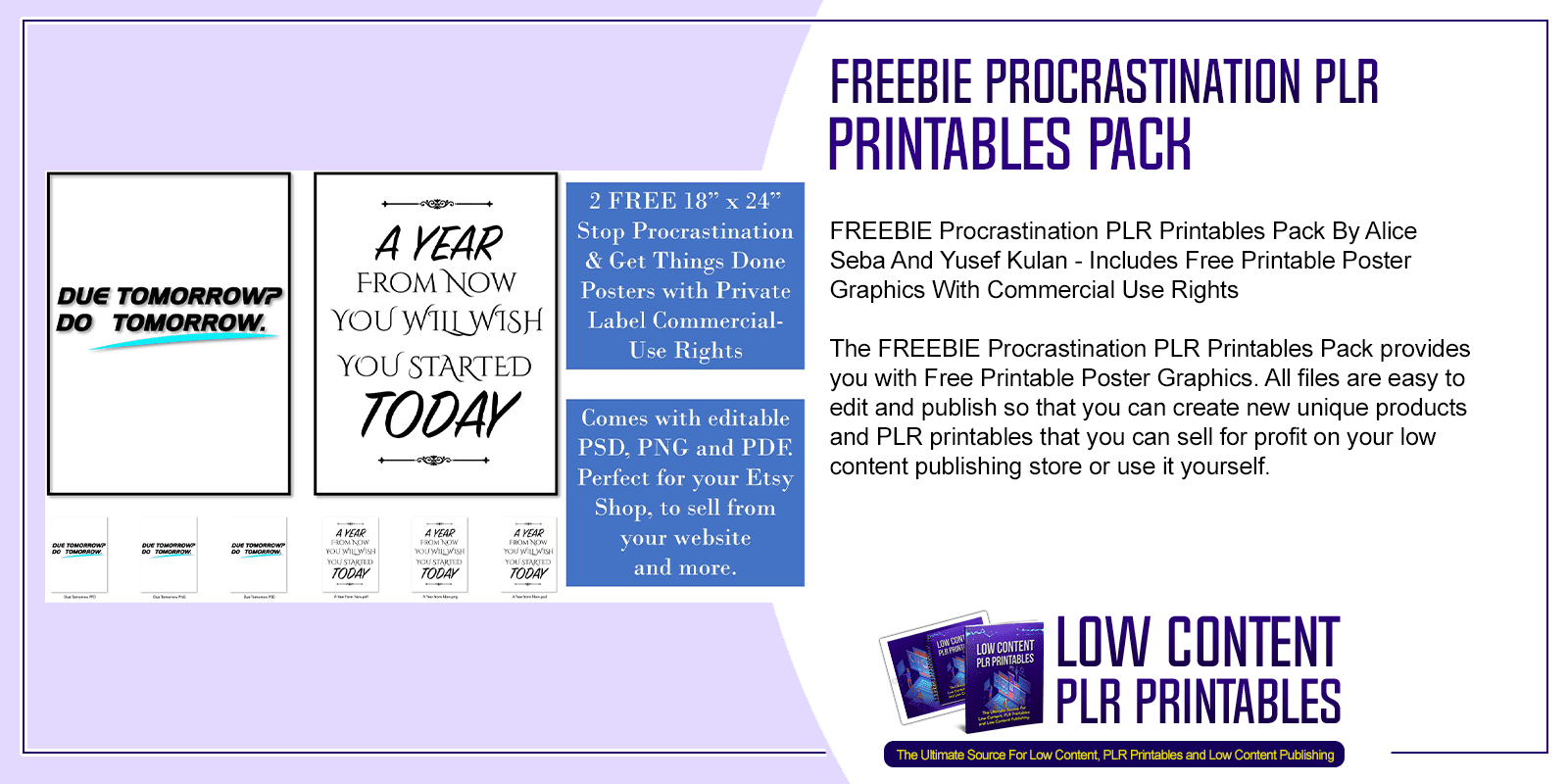 FREEBIE Procrastination PLR Printables Pack