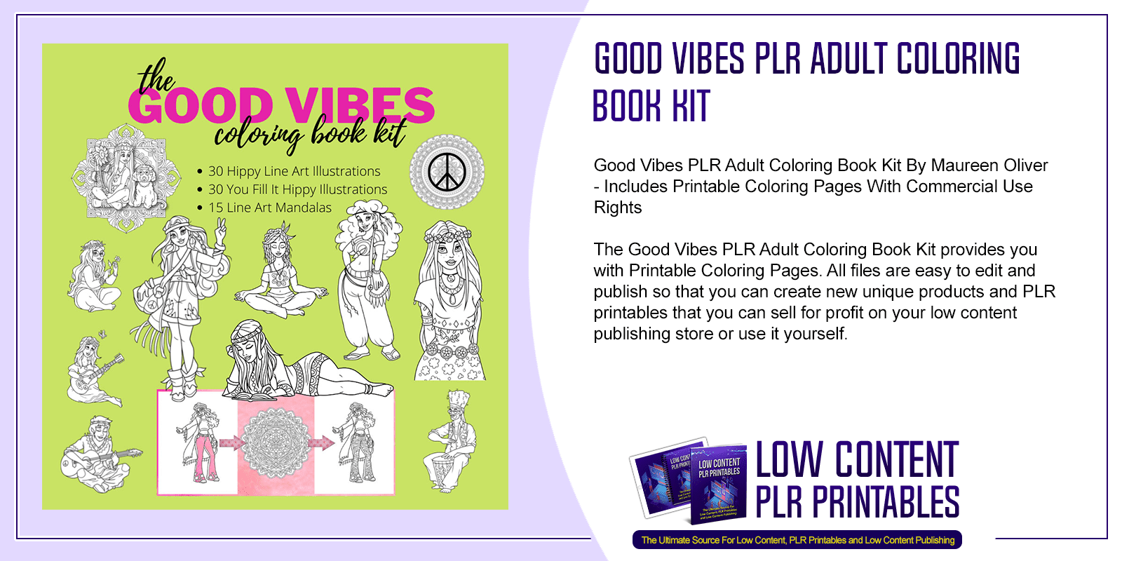 Good Vibes PLR Adult Coloring Book Kit