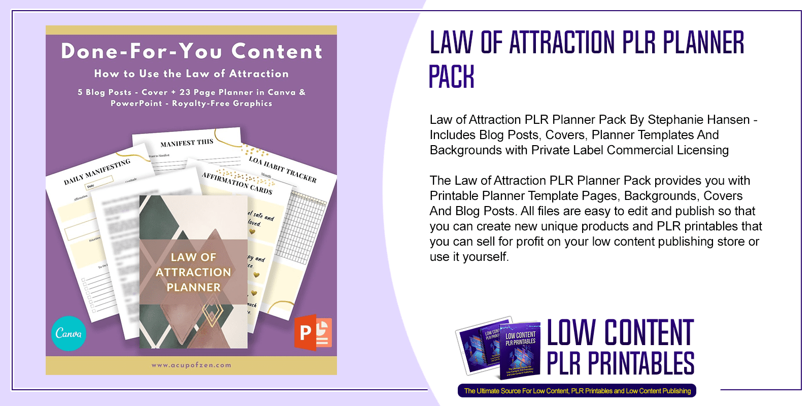 Law of Attraction PLR Planner Pack