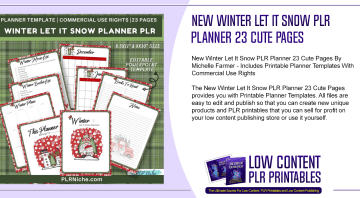 New Winter Let It Snow PLR Planner 23 Cute Pages