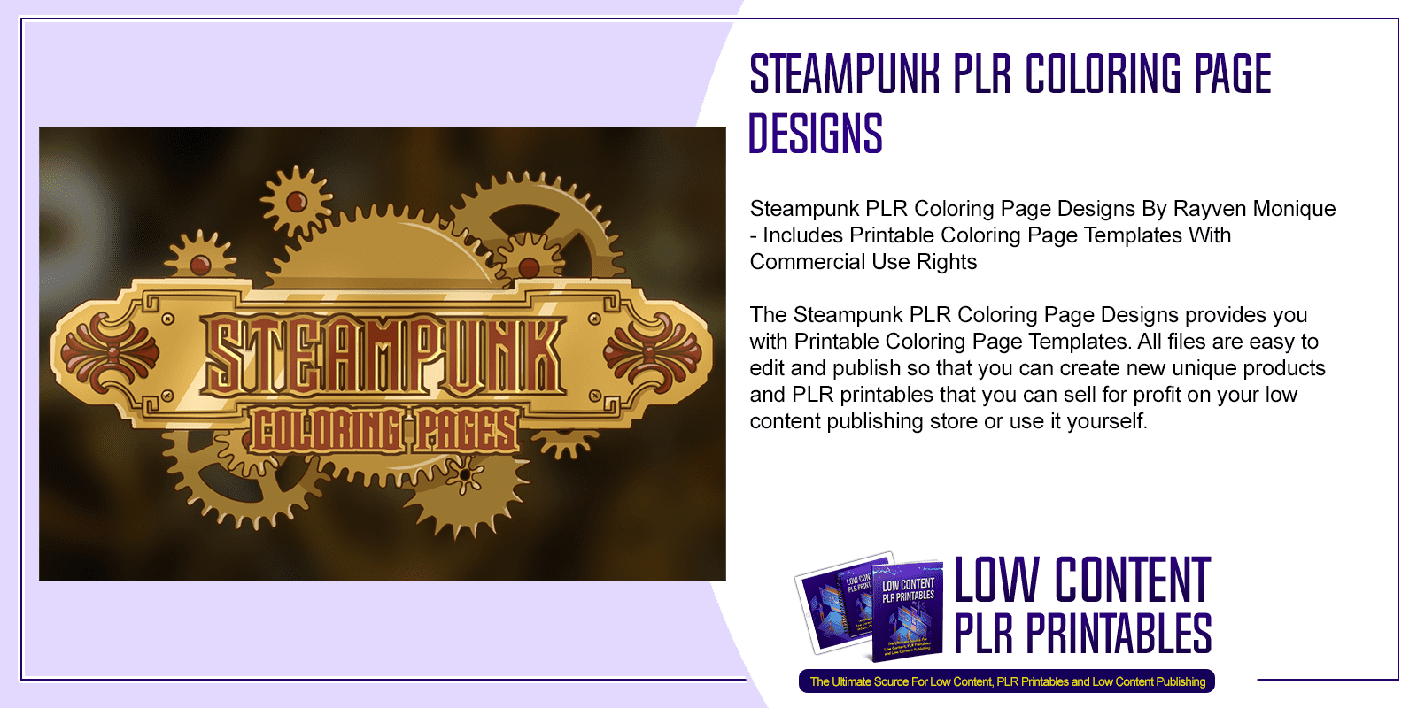 Steampunk PLR Coloring Page Designs