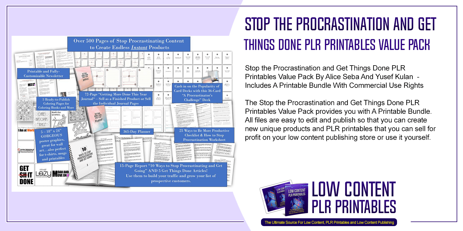 Stop the Procrastination and Get Things Done PLR Printables Value Pack