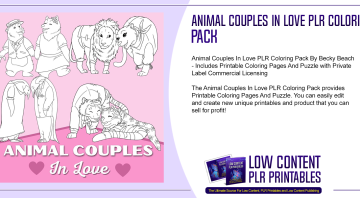 Animal Couples In Love PLR Coloring Pack