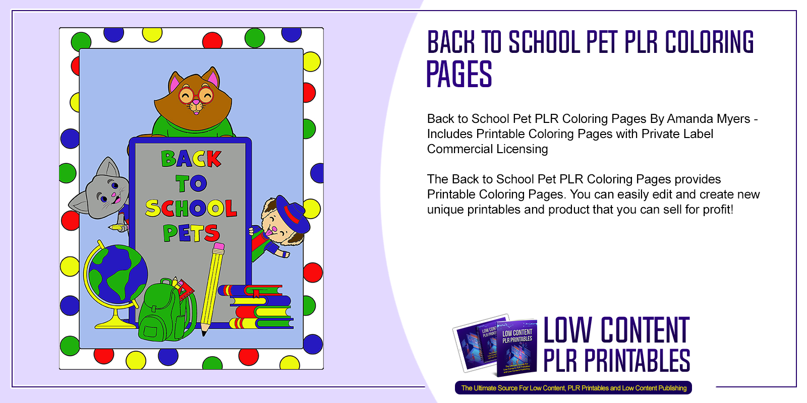 Back to School Pet PLR Coloring Pages