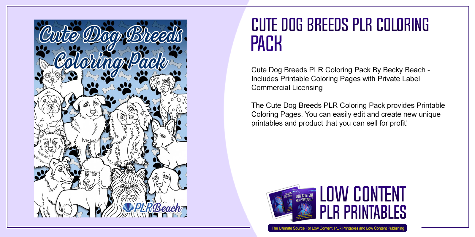 Cute Dog Breeds PLR Coloring Pack