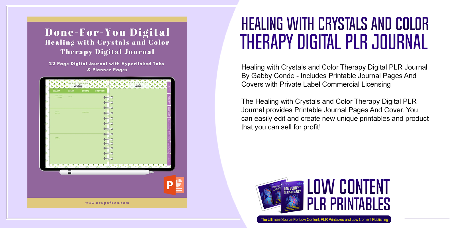 Healing with Crystals and Color Therapy Digital PLR Journal