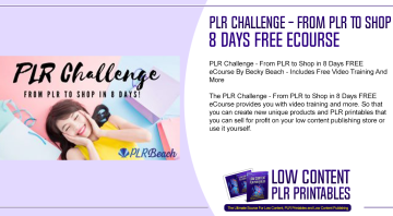 PLR Challenge From PLR to Shop in 8 Days FREE eCourse