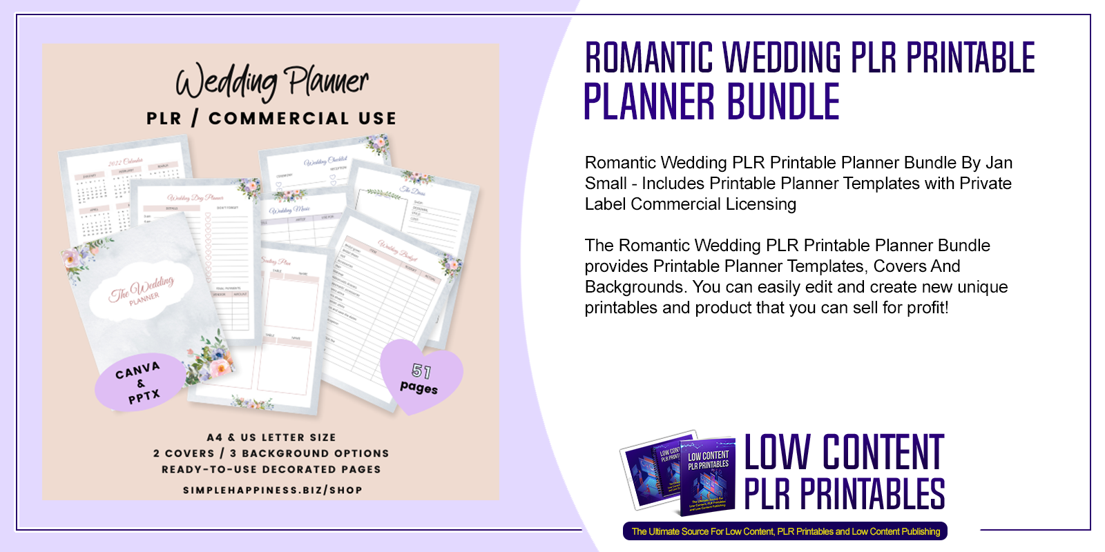 Romantic Wedding PLR Printable Planner Bundle