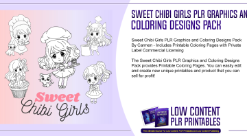 Sweet Chibi Girls PLR Graphics and Coloring Designs Pack