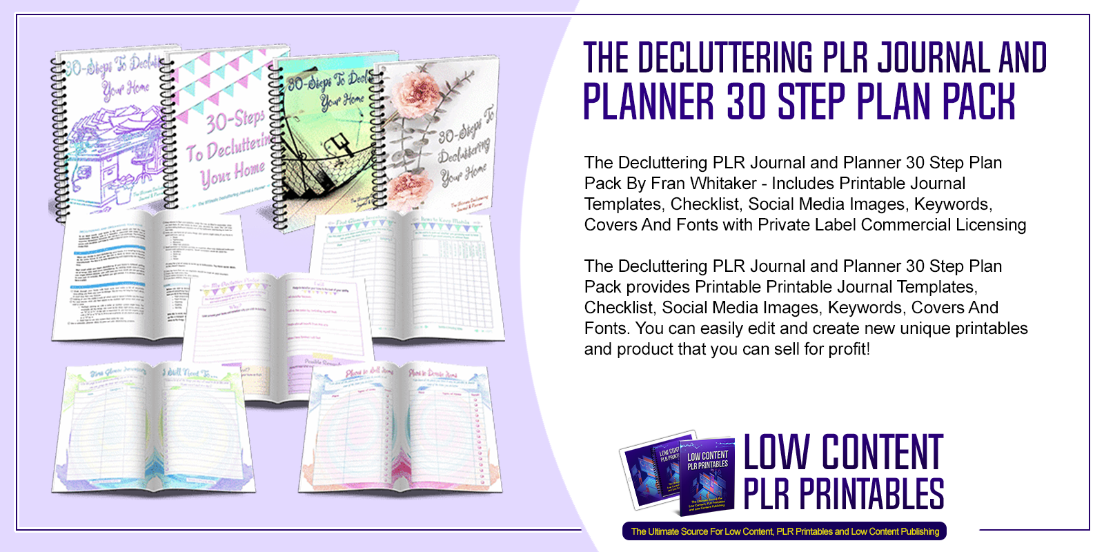 The Decluttering PLR Journal and Planner 30 Step Plan Pack