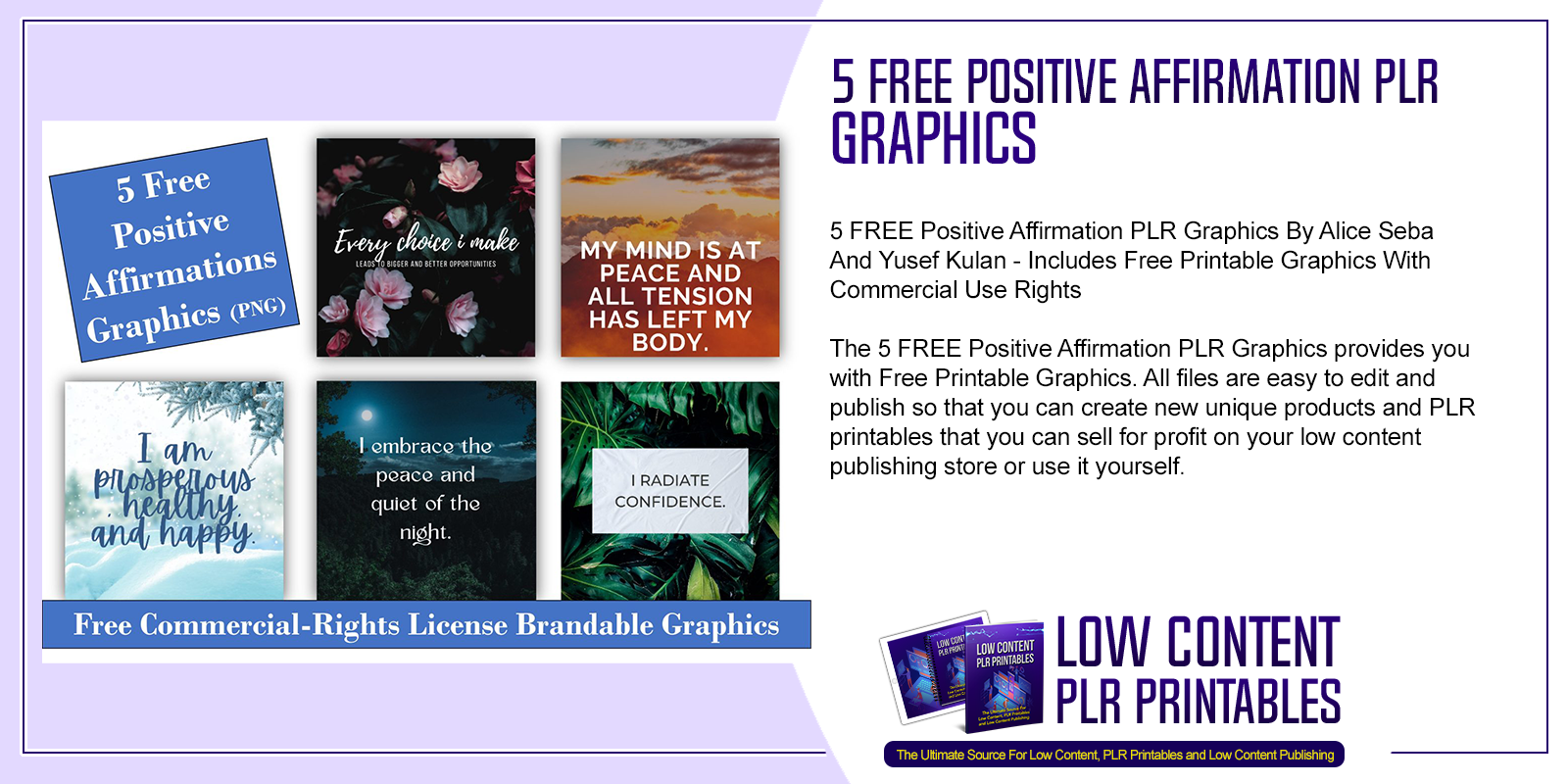 5 FREE Positive Affirmation PLR Graphics