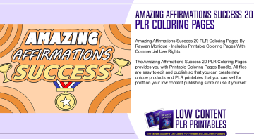 Amazing Affirmations Success 20 PLR Coloring Pages
