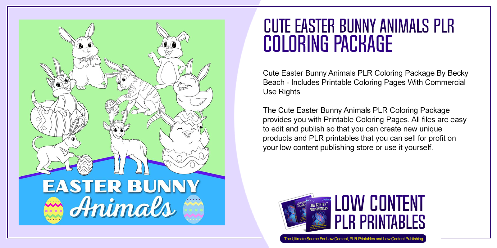 Cute Easter Bunny Animals PLR Coloring Package