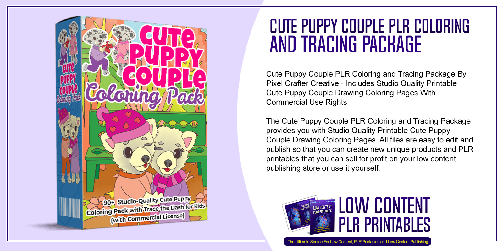 Cute Puppy Couple PLR Coloring and Tracing Package