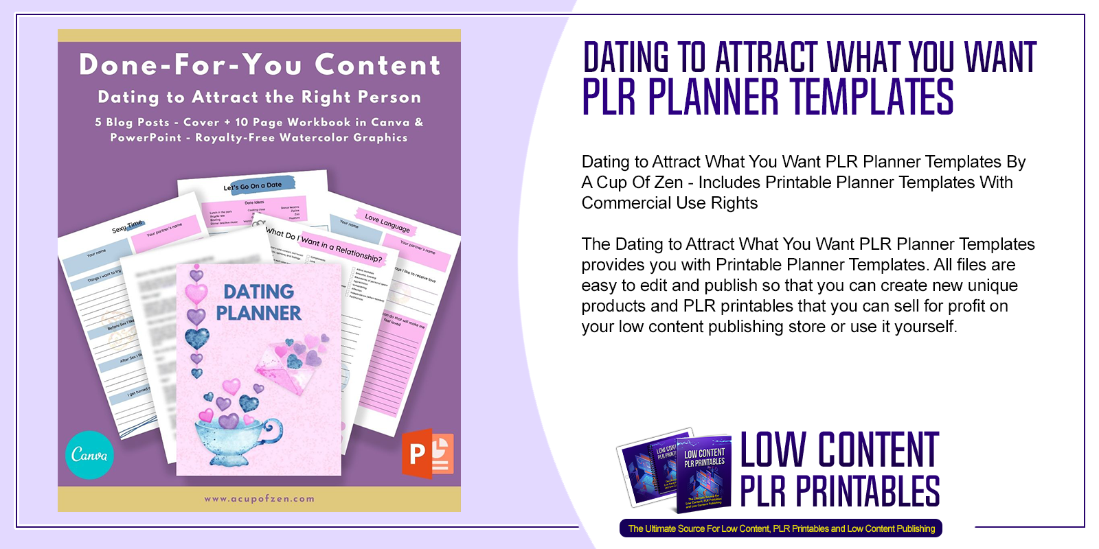 Dating to Attract What You Want PLR Planner Templates