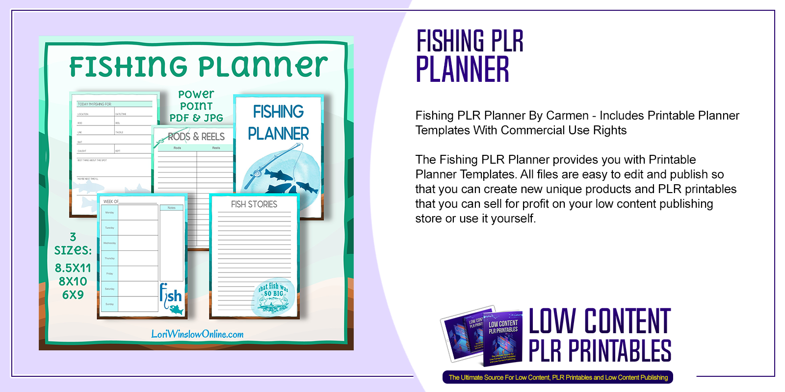 Fishing PLR Planner Fishing PLR Printable Planner Templates