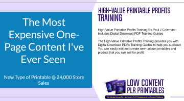 High Value Printable Profits Training