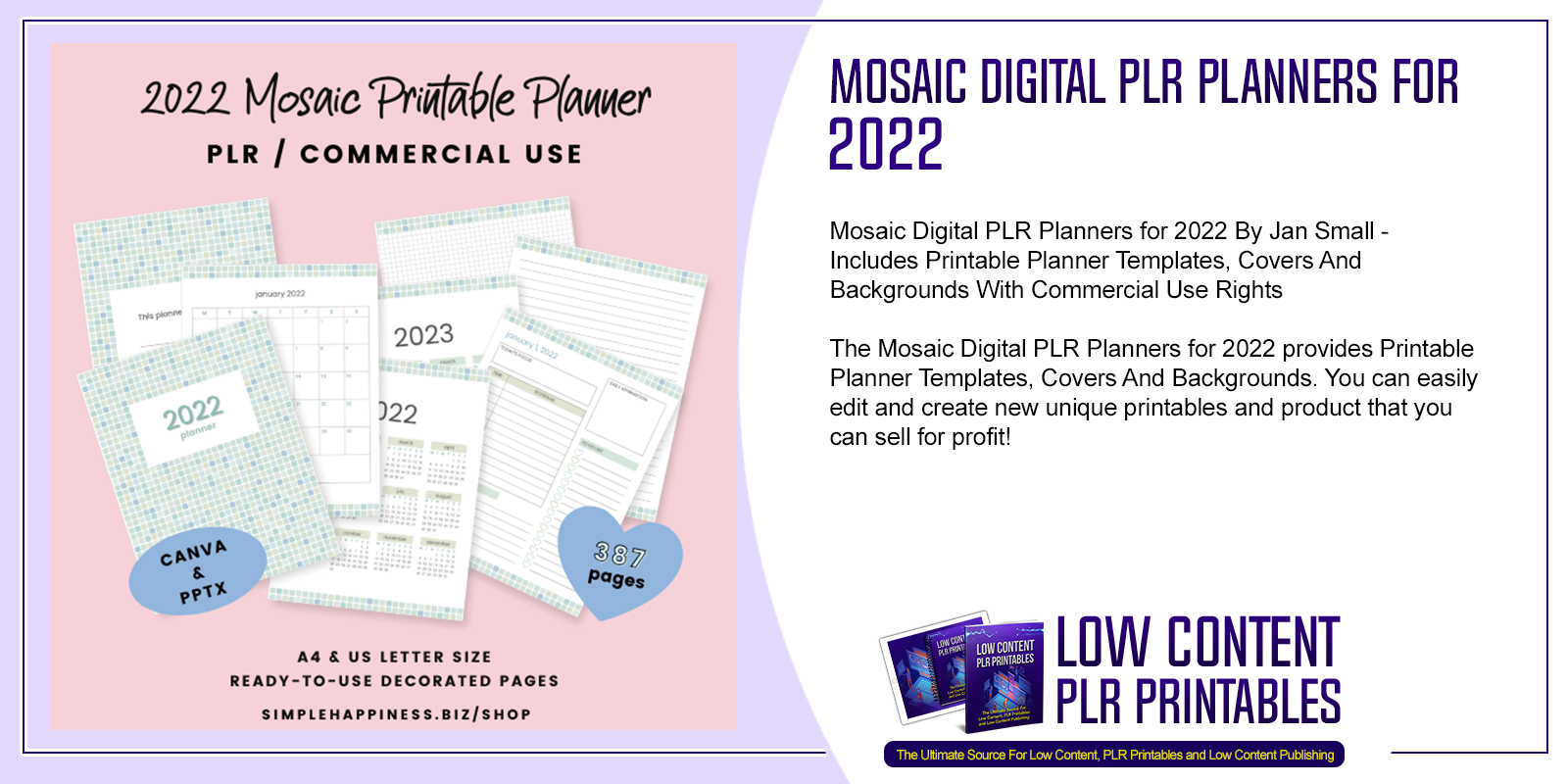 Mosaic Digital PLR Planners for 2022