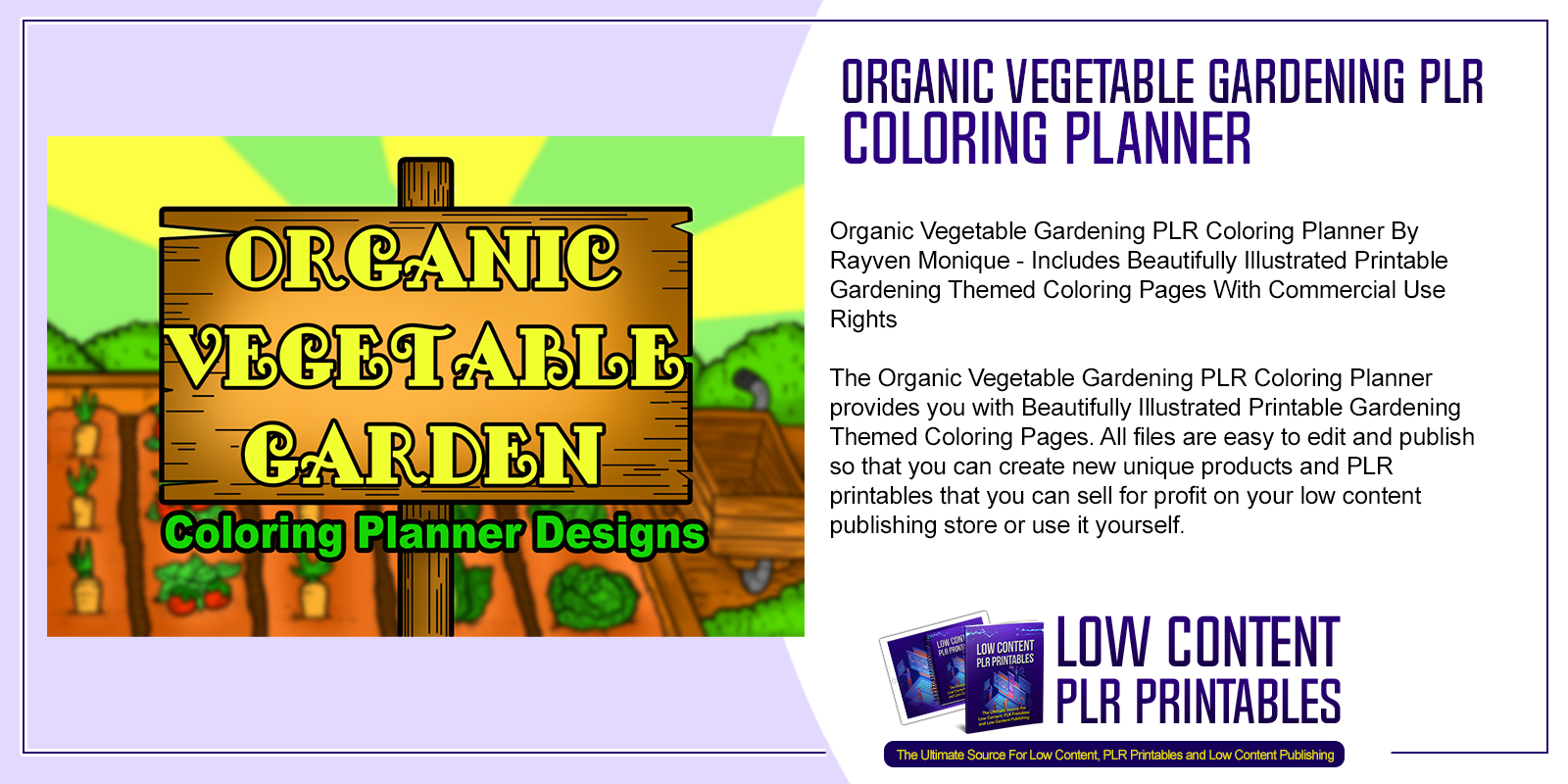 Organic Vegetable Gardening PLR Coloring Planner