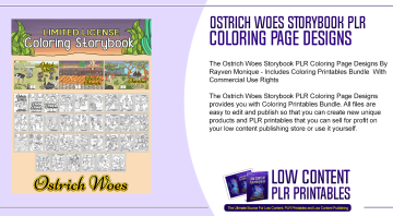 Ostrich Woes Storybook PLR Coloring Page Designs