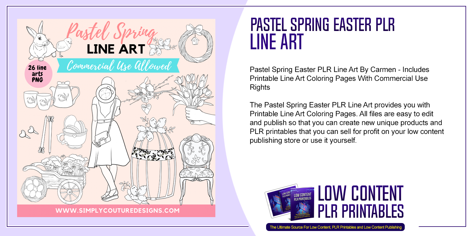 Pastel Spring Easter PLR Line Art