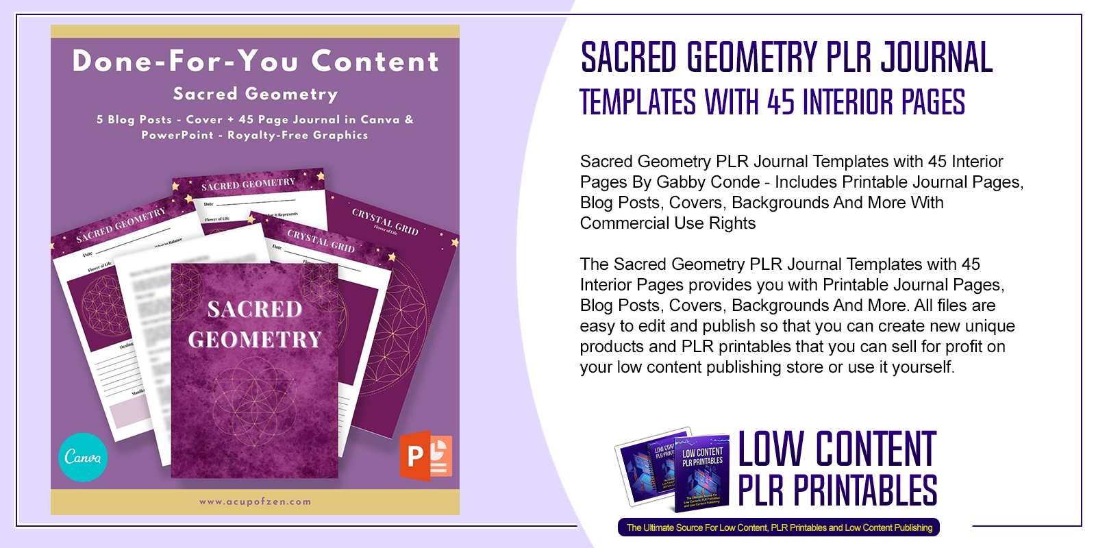 Sacred Geometry PLR Journal Templates with 45 Interior Pages