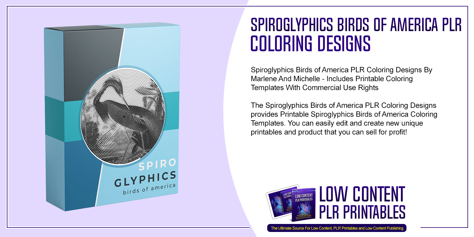Spiroglyphics Birds of America PLR Coloring Designs