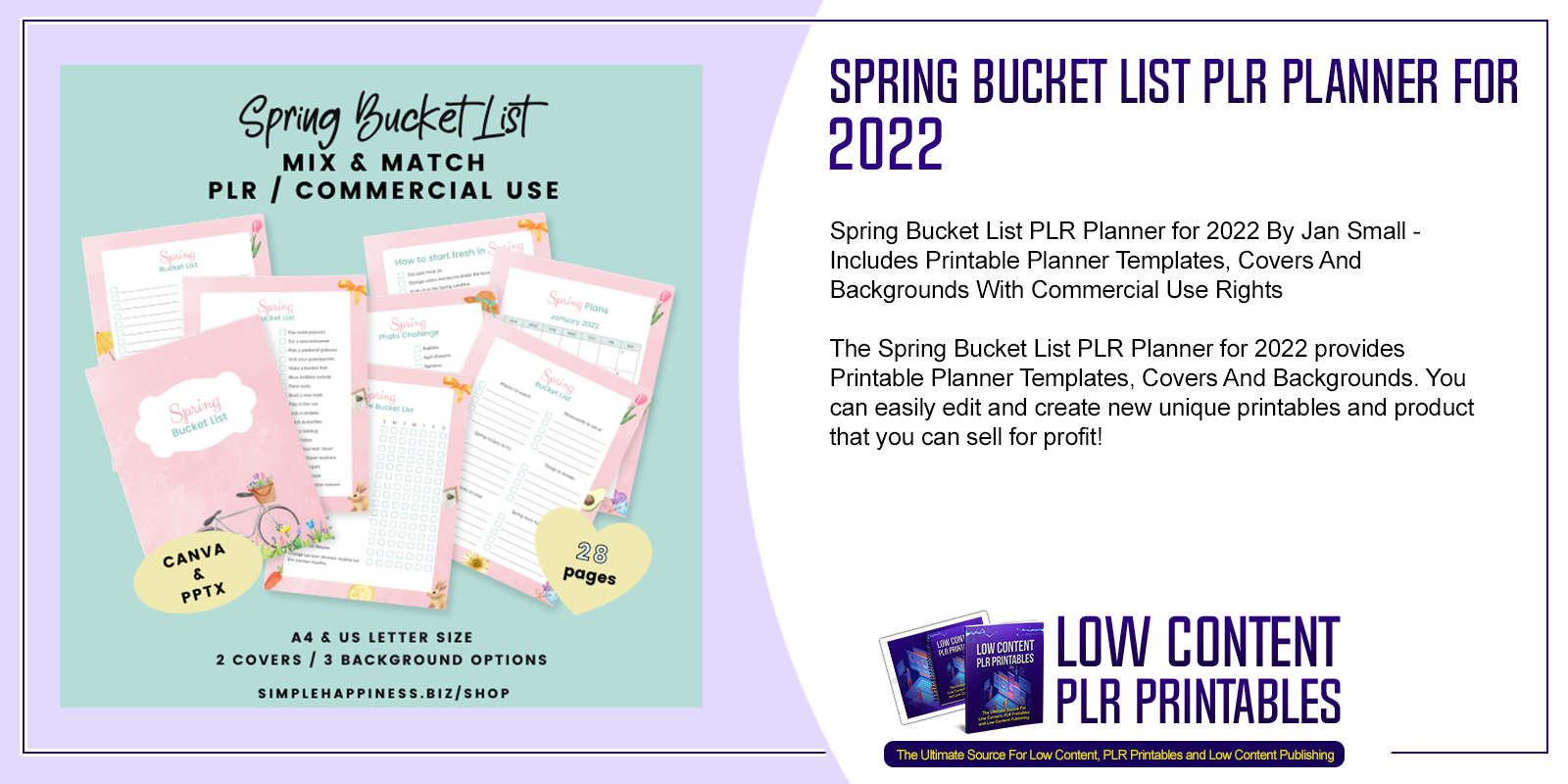 Spring Bucket List PLR Planner for 2022
