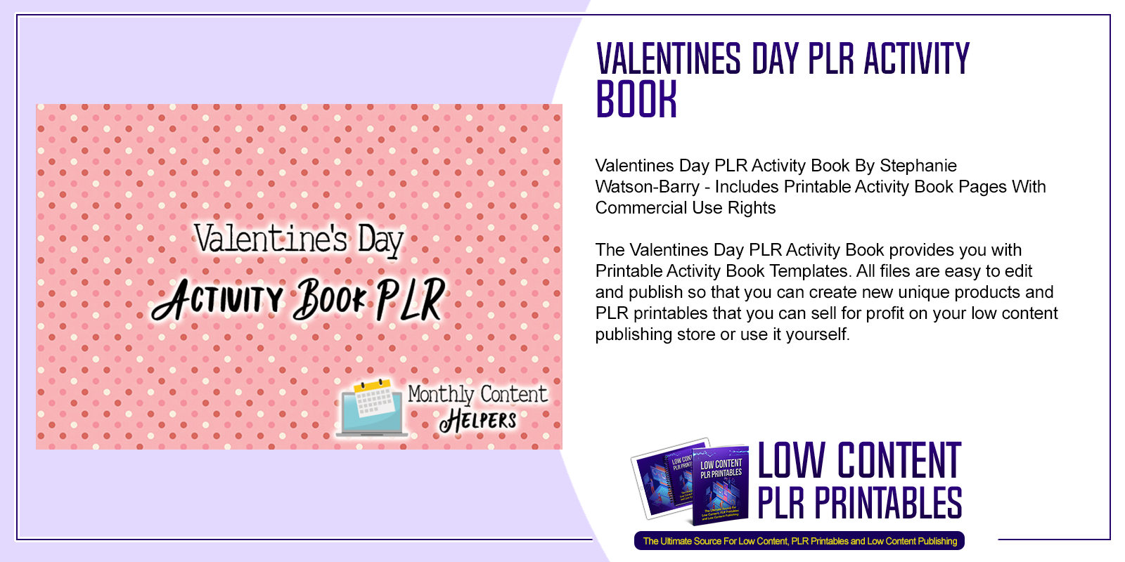 Valentines Day PLR Activity Book