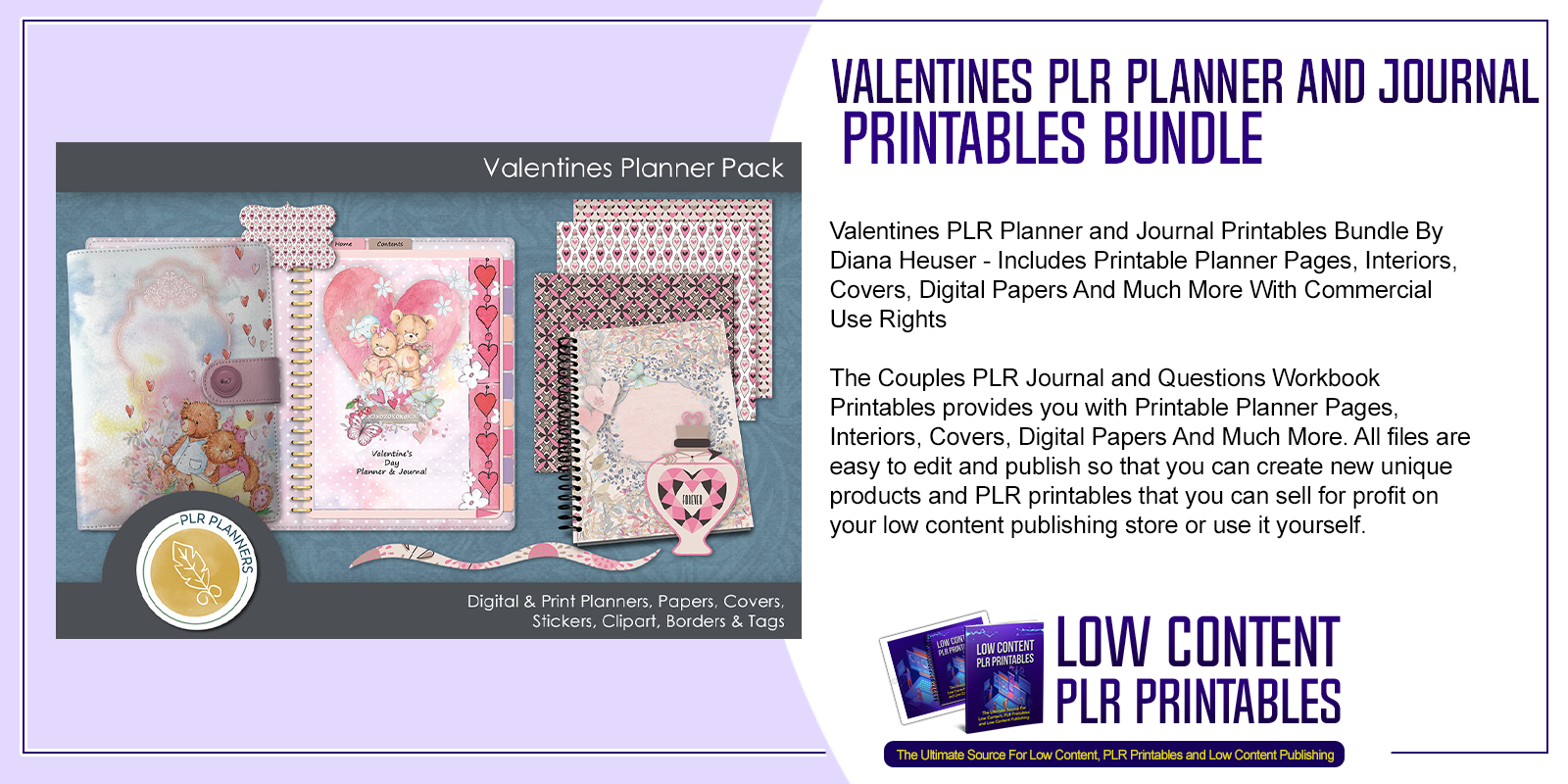Valentines PLR Planner and Journal Printables Bundle