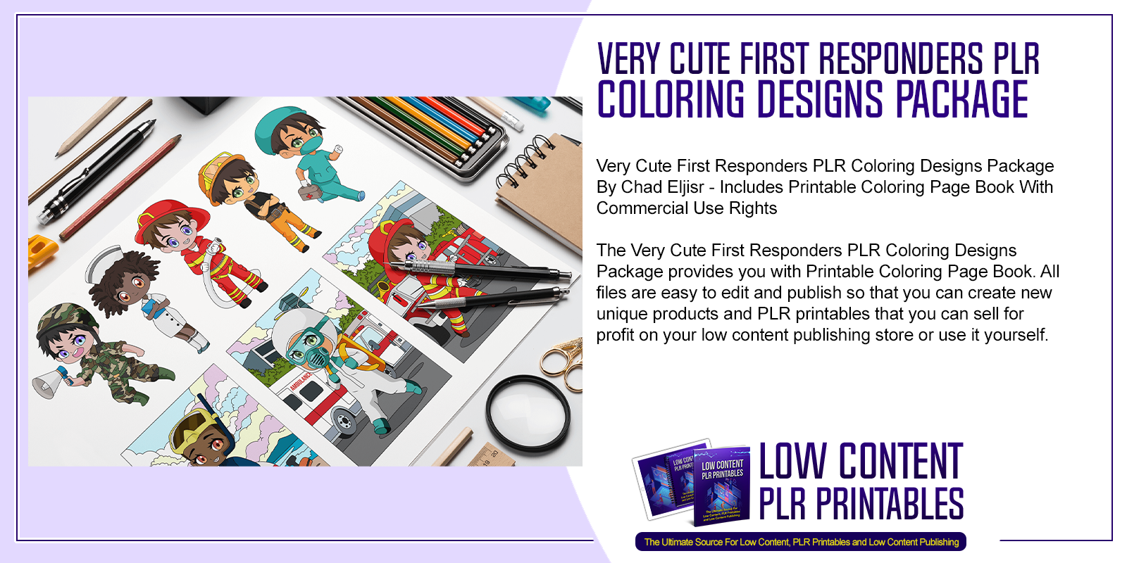 Very Cute First Responders PLR Coloring Designs Package 1