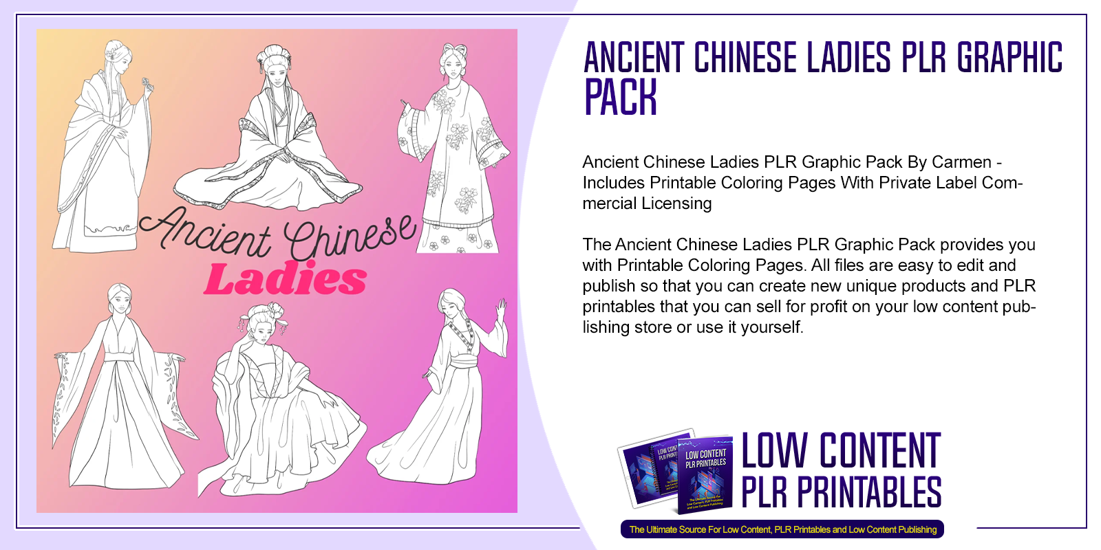 Ancient Chinese Ladies PLR Graphic Pack