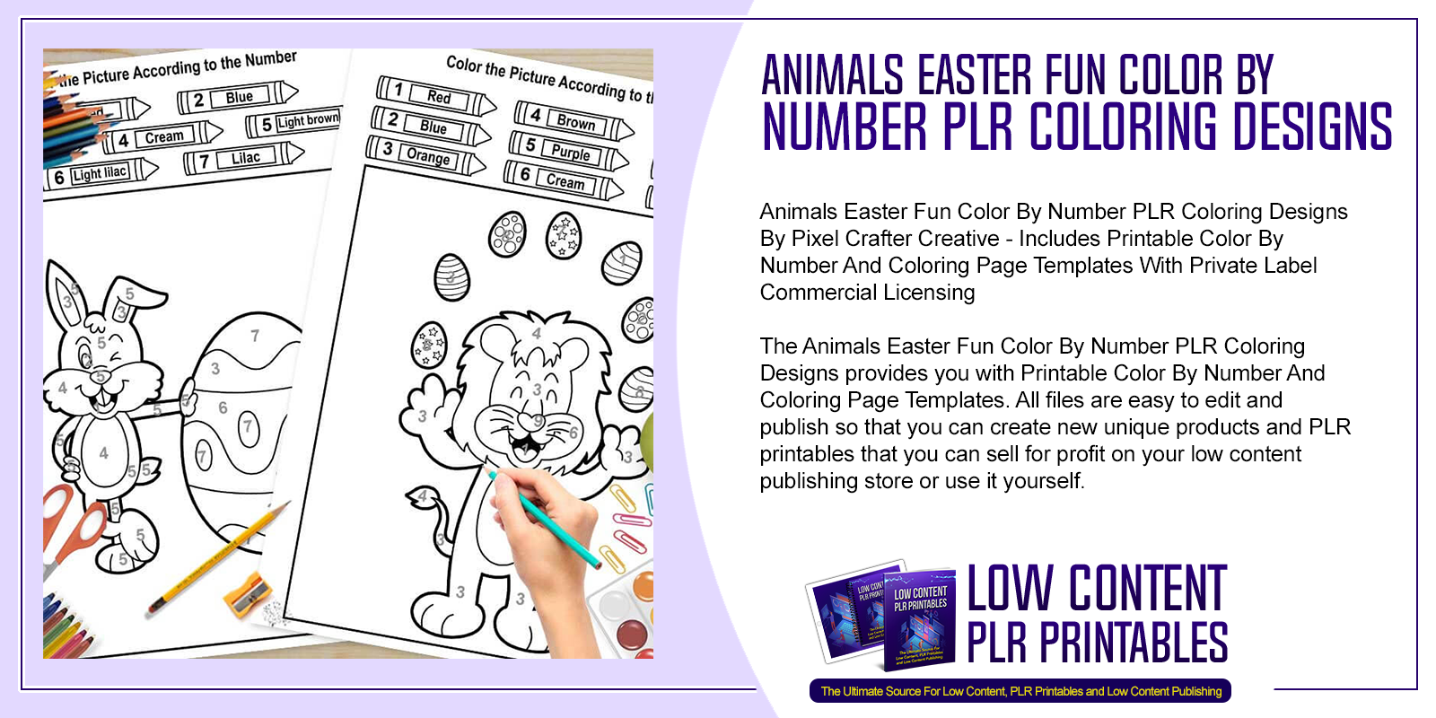 Animals Easter Fun Color By Number PLR Coloring Designs