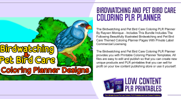 Birdwatching and Pet Bird Care Coloring PLR Planner