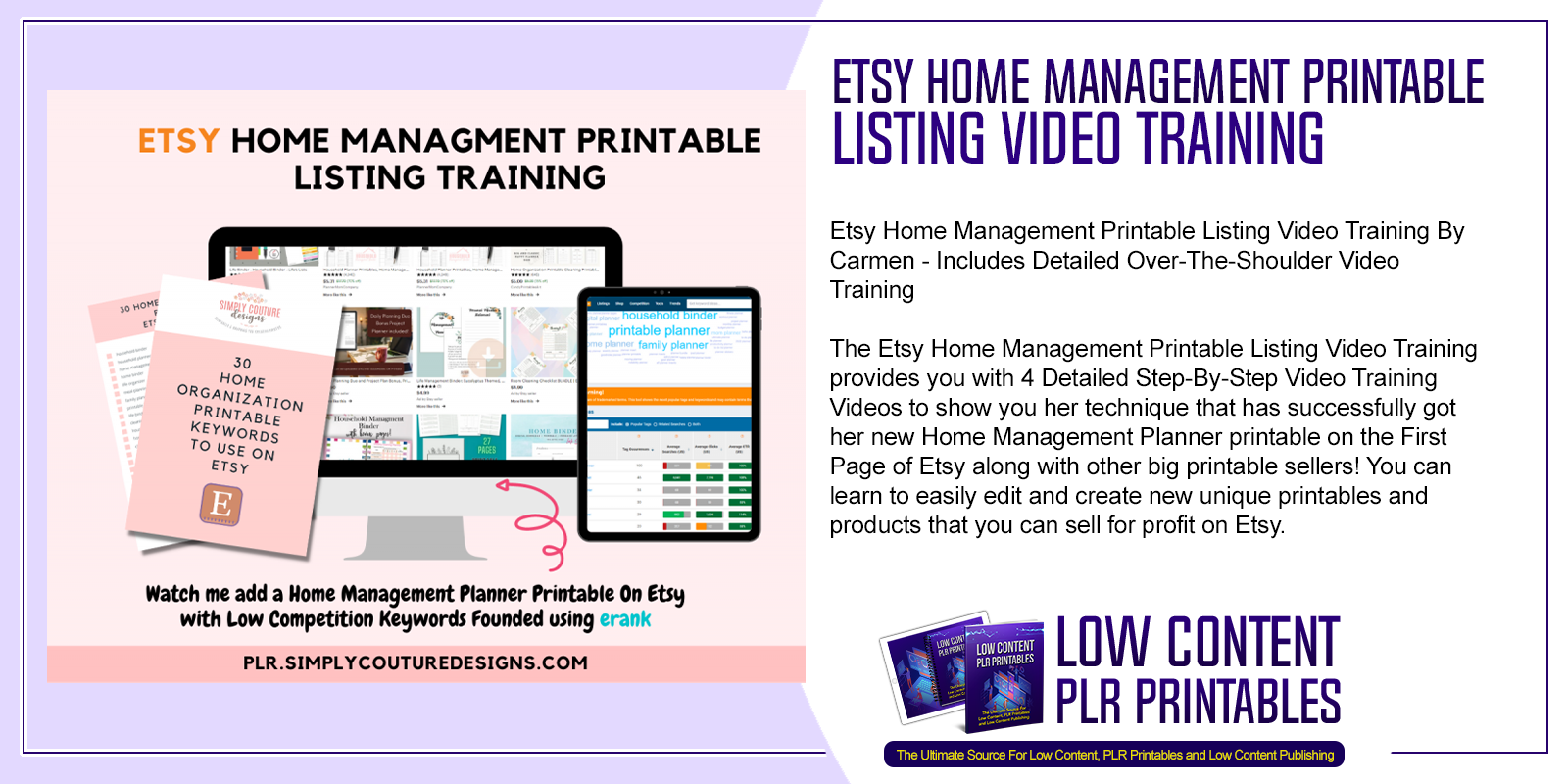 Etsy Home Management Printable Listing Video Training