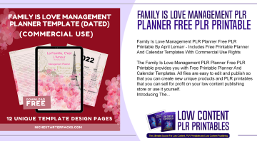 Family Is Love Management PLR Planner Free PLR Printable