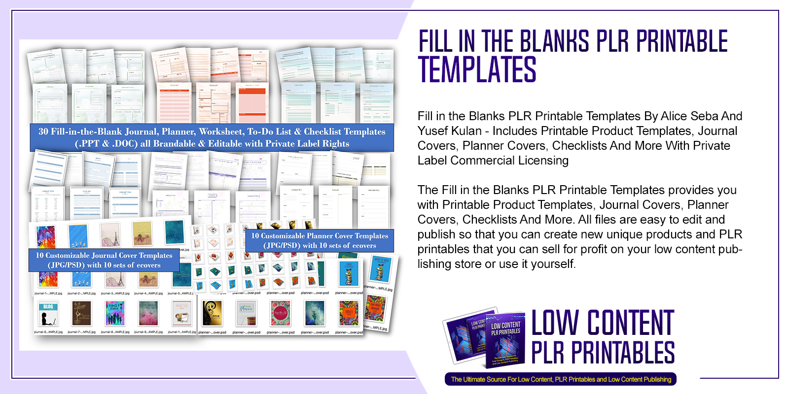 Fill in the Blanks PLR Printable Templates