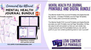 Mental Health PLR Journal Printable and Digital Bundle 2