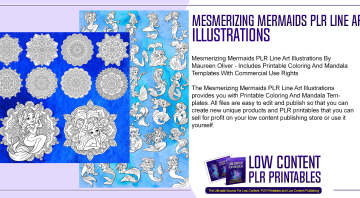 Mesmerizing Mermaids PLR Line Art Illustrations