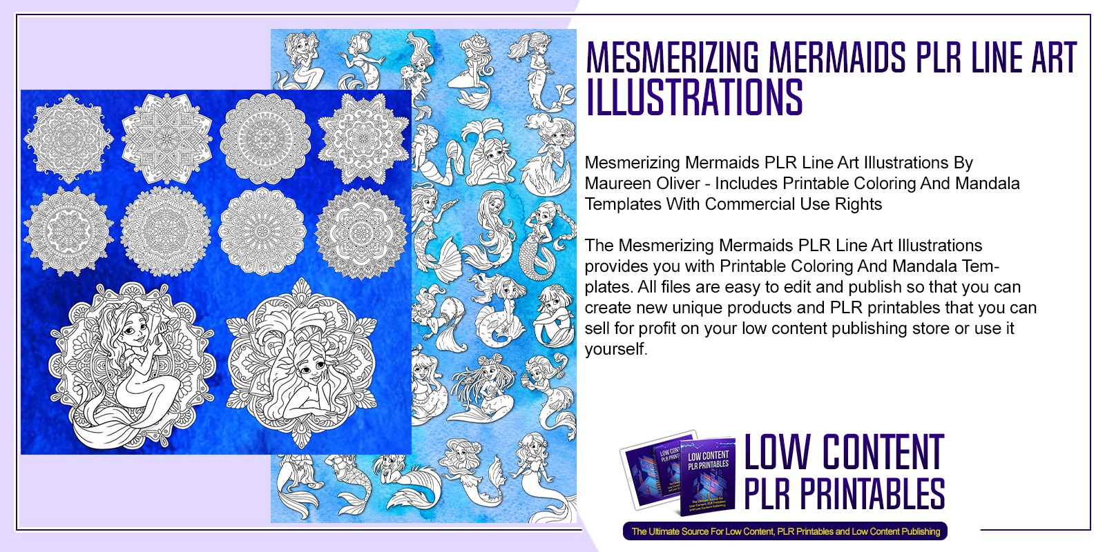 Mesmerizing Mermaids PLR Line Art Illustrations