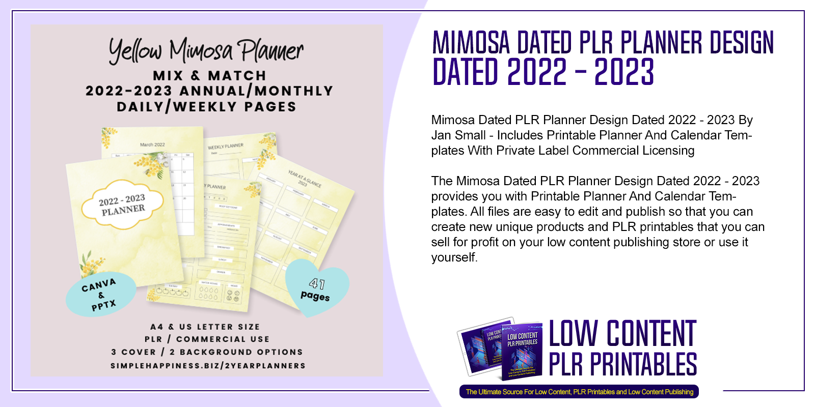 Mimosa Dated PLR Planner Design Dated 2022 2023