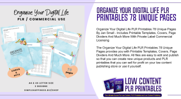 Organize Your Digital Life PLR Printables 78 Unique Pages