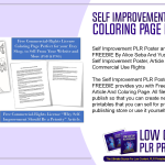 Self Improvement PLR Poster and Coloring Page Pack FREEBIE