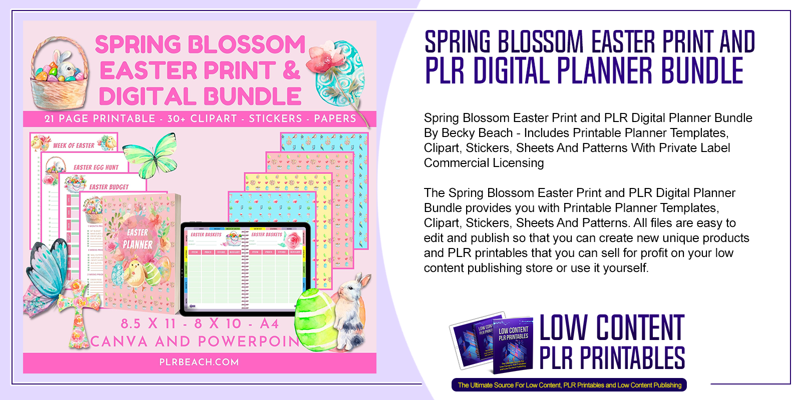 Spring Blossom Easter Print and PLR Digital Planner Bundle 1