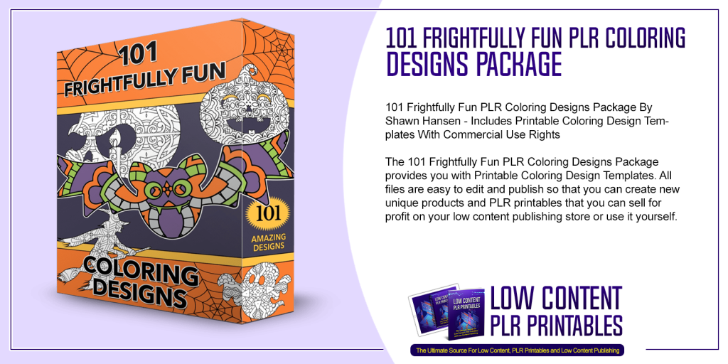 101 Frightfully Fun PLR Coloring Designs Package PLR Coloring Pages