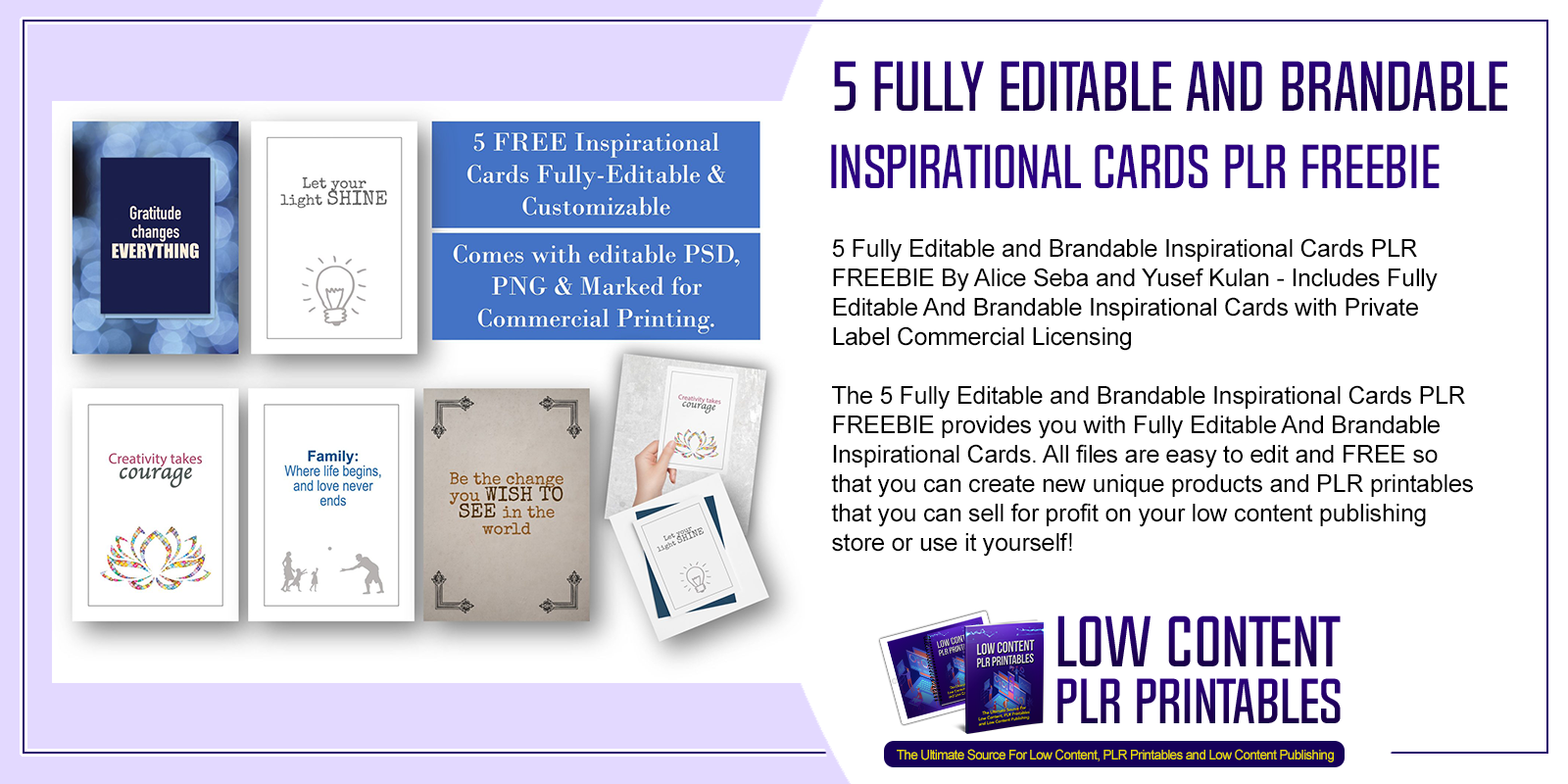 5 Fully Editable and Brandable Inspirational Cards PLR FREEBIE