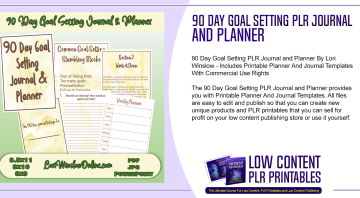 90 Day Goal Setting PLR Journal and Planner